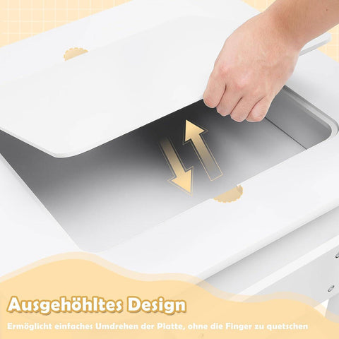 Rootz Children's Table and Chair Set - Activity Desk - Kids' Study Table - Built-in Storage - Multipurpose Tabletop - Safe & Ergonomic - Durable Construction - Table: W60 x H49 x D60 cm; Chair: W31 x H45 x D29 cm