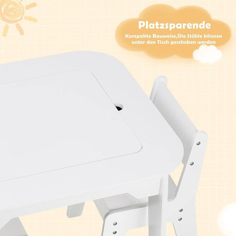 Rootz Children's Table and Chair Set - Activity Desk - Kids' Study Table - Built-in Storage - Multipurpose Tabletop - Safe & Ergonomic - Durable Construction - Table: W60 x H49 x D60 cm; Chair: W31 x H45 x D29 cm