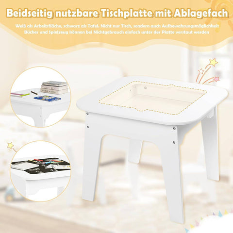 Rootz Children's Table and Chair Set - Activity Desk - Kids' Study Table - Built-in Storage - Multipurpose Tabletop - Safe & Ergonomic - Durable Construction - Table: W60 x H49 x D60 cm; Chair: W31 x H45 x D29 cm