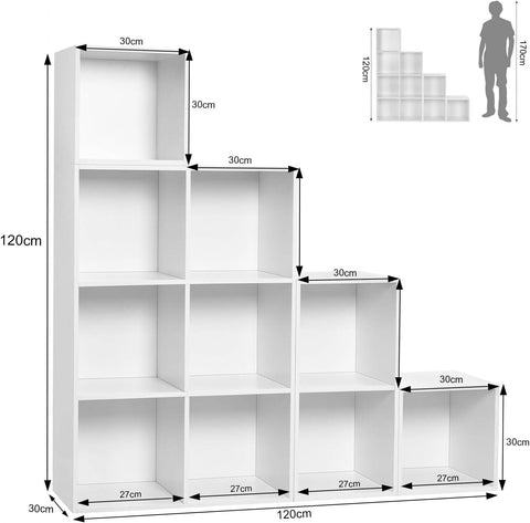 Rootz Modular DIY Book Cabinet - Bookshelf - Storage Organizer - Customizable, Durable, Easy Assembly - 120cm x 120cm x 30cm