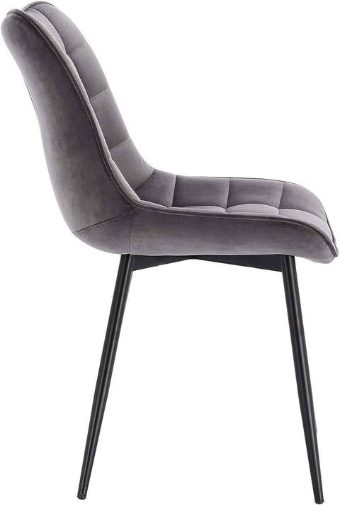 Rootz Set of 8 Dining Chairs - Velvet Upholstered - Ergonomic Seating - Comfortable, Durable, Floor-Safe - Dark Gray Metal Legs - 85.5cm x 46cm x 40.5cm
