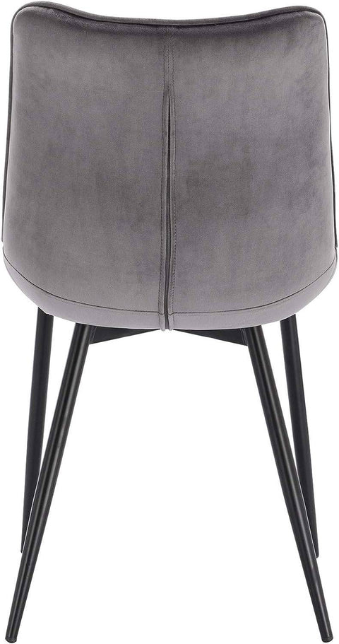 Rootz Set of 8 Dining Chairs - Velvet Upholstered - Ergonomic Seating - Comfortable, Durable, Floor-Safe - Dark Gray Metal Legs - 85.5cm x 46cm x 40.5cm
