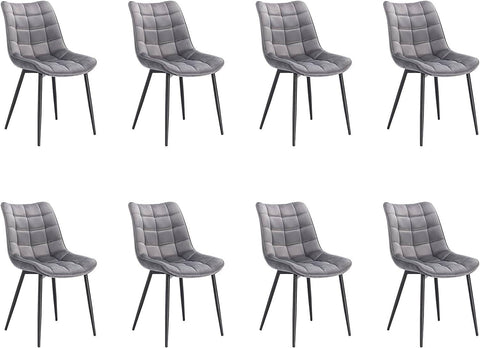 Rootz Set of 8 Dining Chairs - Velvet Chairs - Metal Chairs - Exceptional Comfort - Durable and Sturdy - Versatile Design - 85.5cm x 46cm x 40.5cm
