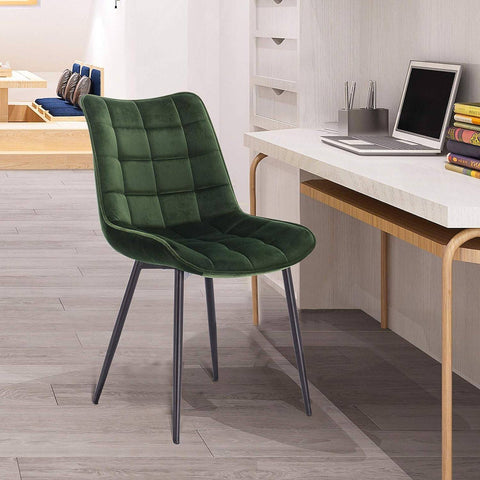 Rootz Set of 8 Dining Chairs - Velvet Upholstered - Metal Frame - Ergonomic Design, Durable, Comfortable - Dark Green - 85.5cm x 46cm x 40.5cm