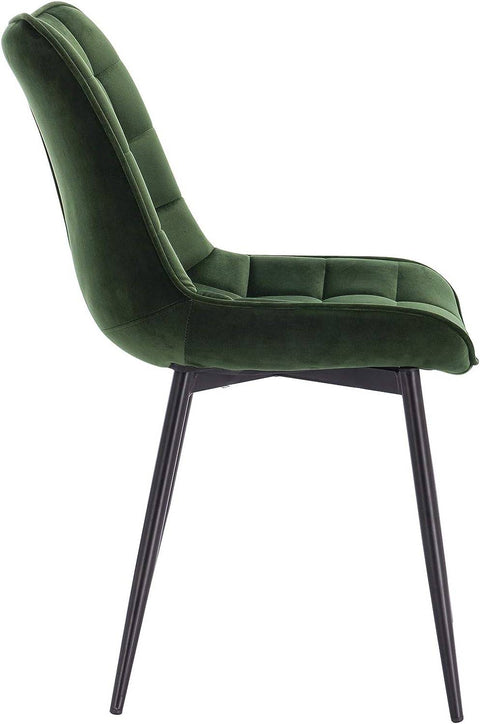 Rootz Set of 8 Dining Chairs - Velvet Upholstered - Metal Frame - Ergonomic Design, Durable, Comfortable - Dark Green - 85.5cm x 46cm x 40.5cm
