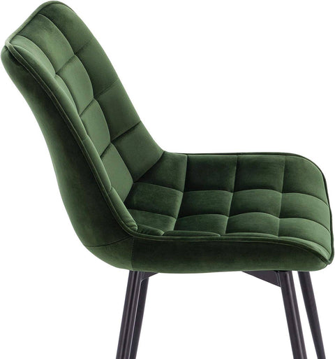 Rootz Set of 8 Dining Chairs - Velvet Upholstered - Metal Frame - Ergonomic Design, Durable, Comfortable - Dark Green - 85.5cm x 46cm x 40.5cm