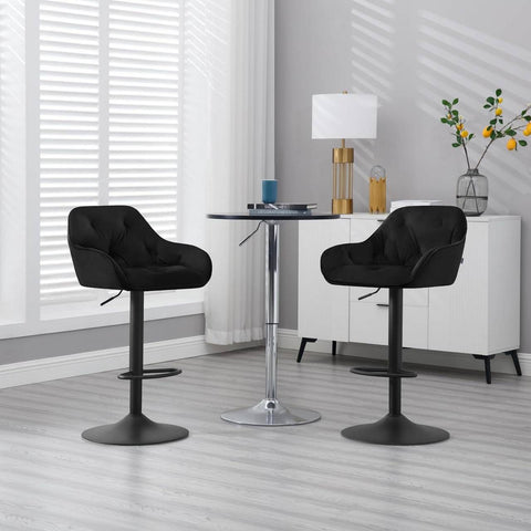 Rootz Bar Stool - Counter Chair - Kitchen Island Stool - Velvet - Adjustable Height - 37cm x 37.5cm x 84cm