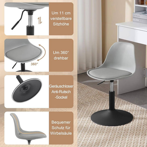 Rootz Bar Stool - Swivel Stool - Adjustable Height - Soft PU Material - Stable Steel Frame - 41cm x 61-73cm x 39cm