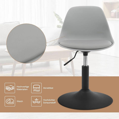 Rootz Bar Stool - Swivel Stool - Adjustable Height - Soft PU Material - Stable Steel Frame - 41cm x 61-73cm x 39cm