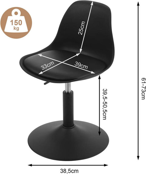 Rootz Bar Chair - Stool Set - Rotating Seat - Adjustable Height - PU Material - Elegant Design - 41cm x 61-73cm x 39cm