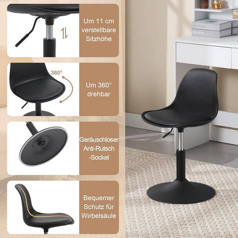 Rootz Bar Chair - Stool Set - Rotating Seat - Adjustable Height - PU Material - Elegant Design - 41cm x 61-73cm x 39cm