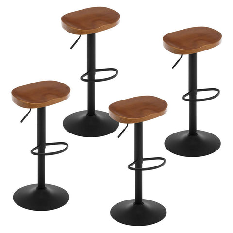 Rootz Wood Bar Stool - Solid Pine Seat - Height Adjustable Stool - Swivel Chair - Kitchen Island Stool - 41.5cm x (60-81)cm x 31.5cm