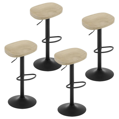 Rootz Wooden Bar Stool - Swivel Stool - Ergonomic Stool - Height Adjustable - Solid Wood Seat - 41.5cm x (60-81cm) x 31.5cm