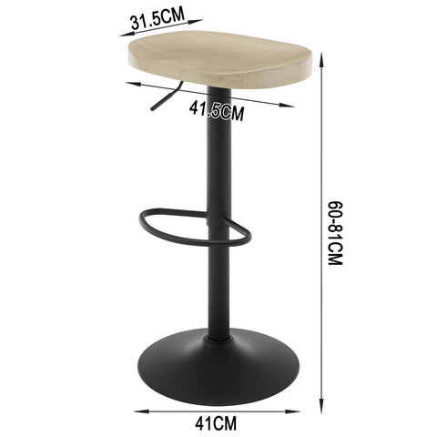 Rootz Wooden Bar Stool - Swivel Stool - Ergonomic Stool - Height Adjustable - Solid Wood Seat - 41.5cm x (60-81cm) x 31.5cm