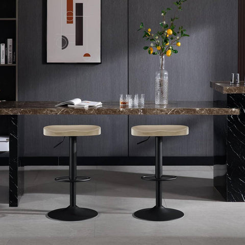 Rootz Wooden Bar Stool - Kitchen Island Stool - Swivel Seat - Natural Pine Wood - Rotatable Height Adjustable - 41.5 x (60-81) x 31.5 cm