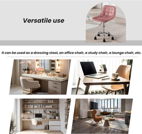 Rootz Office Stool - Ergonomic Work Chair - Velvet Swivel Chair - Comfortable, Adjustable, Durable - 43cm x 60-67.5cm x 50cm