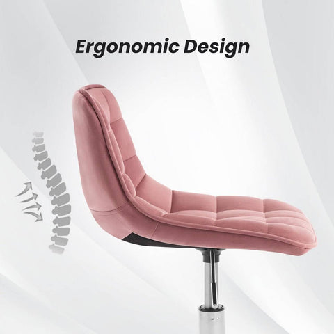 Rootz Office Stool - Ergonomic Work Chair - Velvet Swivel Chair - Comfortable, Adjustable, Durable - 43cm x 60-67.5cm x 50cm
