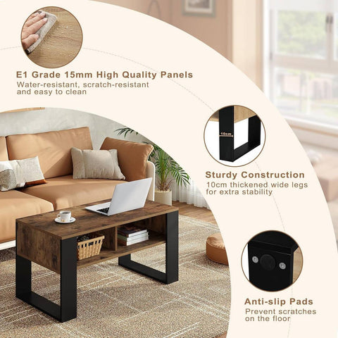 Rootz Modern Coffee Table - Contemporary Center Table - Stylish Living Room Furniture - Durable, Waterproof, Scratch-Resistant - Ample Storage - Easy Assembly - 90cm x 45cm x 45cm