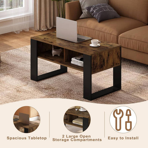Rootz Modern Coffee Table - Contemporary Center Table - Stylish Living Room Furniture - Durable, Waterproof, Scratch-Resistant - Ample Storage - Easy Assembly - 90cm x 45cm x 45cm