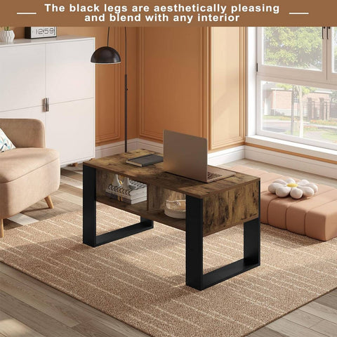 Rootz Modern Coffee Table - Contemporary Center Table - Stylish Living Room Furniture - Durable, Waterproof, Scratch-Resistant - Ample Storage - Easy Assembly - 90cm x 45cm x 45cm