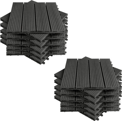 Rootz WPC kliktegels - buitenvloeren - terrastegels - weerbestendig, eenvoudige installatie, weinig onderhoud - 30 cm x 30 cm x 1,8 cm