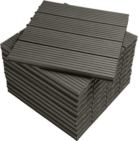 Rootz WPC Click Tiles - Outdoor Deck Tiles - Interlocking Tiles - Durable, Easy to Install, Weather-Resistant - 30cm x 30cm x 1.8cm