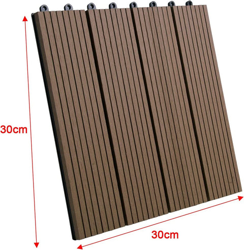 Rootz WPC Click Tiles - Outdoor Deck Tiles - Interlocking Patio Tiles - Durable, Easy Installation, Weather-Resistant - 30cm x 30cm x 1.8cm