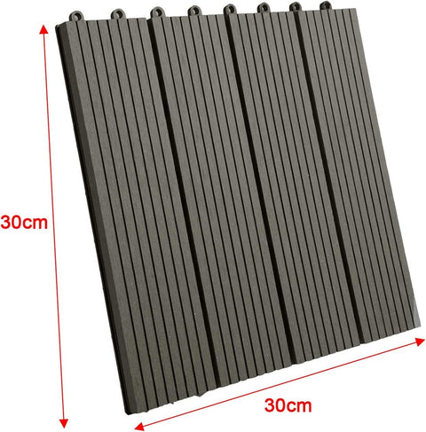 Rootz WPC Click Tiles - Outdoor Deck Tiles - Interlocking Tiles - Durable, Easy to Install, Weather-Resistant - 30cm x 30cm x 1.8cm