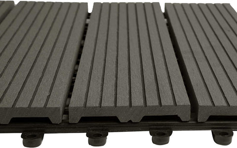 Rootz WPC Click Tiles - Outdoor Deck Tiles - Interlocking Tiles - Durable, Easy to Install, Weather-Resistant - 30cm x 30cm x 1.8cm