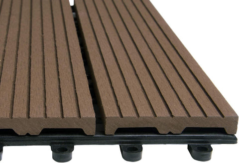 Rootz WPC Click Tiles - Outdoor Deck Tiles - Interlocking Patio Tiles - Durable, Easy Installation, Weather-Resistant - 30cm x 30cm x 1.8cm