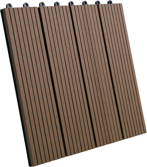 Rootz WPC Click Tiles - Outdoor Deck Tiles - Interlocking Patio Tiles - Durable, Easy Installation, Weather-Resistant - 30cm x 30cm x 1.8cm