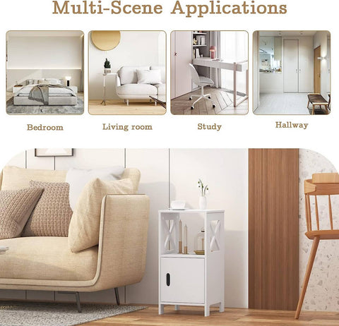 Rootz Modern White Bedside Table - Nightstand - Storage Unit - High-Quality MDF - Space-Efficient - Easy Assembly - 30cm x 60cm x 30cm