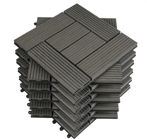 Rootz WPC Click Tiles - Outdoor Flooring - Deck Tiles - Durable, Easy Installation, Low Maintenance - 30cm x 30cm x 2cm