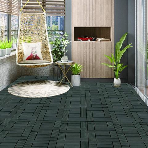 Rootz WPC Click Tiles - Outdoor Flooring - Deck Tiles - Durable, Easy Installation, Low Maintenance - 30cm x 30cm x 2cm