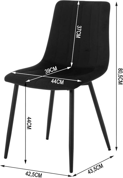 Rootz Velvet Dining Chairs - Elegant Seating - Comfortable Chairs - Durable, Ergonomic, Space-Saving - 44cm x 80.5cm x 50.5cm