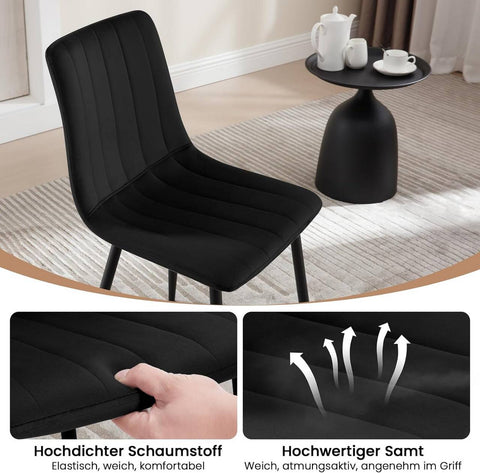 Rootz Velvet Dining Chairs - Elegant Seating - Comfortable Chairs - Durable, Ergonomic, Space-Saving - 44cm x 80.5cm x 50.5cm