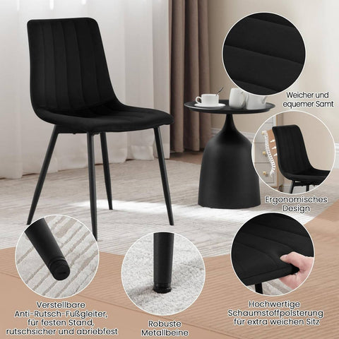 Rootz Velvet Dining Chairs - Elegant Seating - Comfortable Chairs - Durable, Ergonomic, Space-Saving - 44cm x 80.5cm x 50.5cm