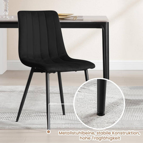 Rootz Velvet Dining Chairs - Elegant Seating - Comfortable Chairs - Durable, Ergonomic, Space-Saving - 44cm x 80.5cm x 50.5cm