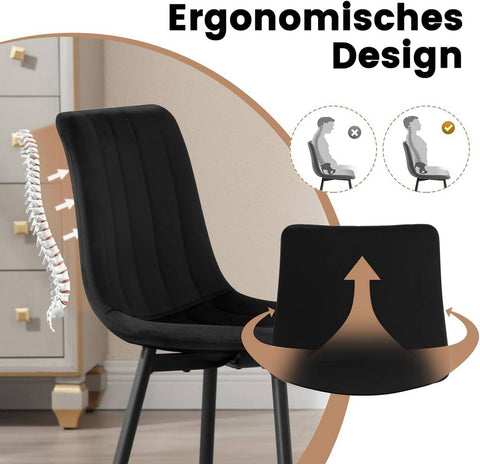 Rootz Velvet Dining Chairs - Elegant Seating - Comfortable Chairs - Durable, Ergonomic, Space-Saving - 44cm x 80.5cm x 50.5cm