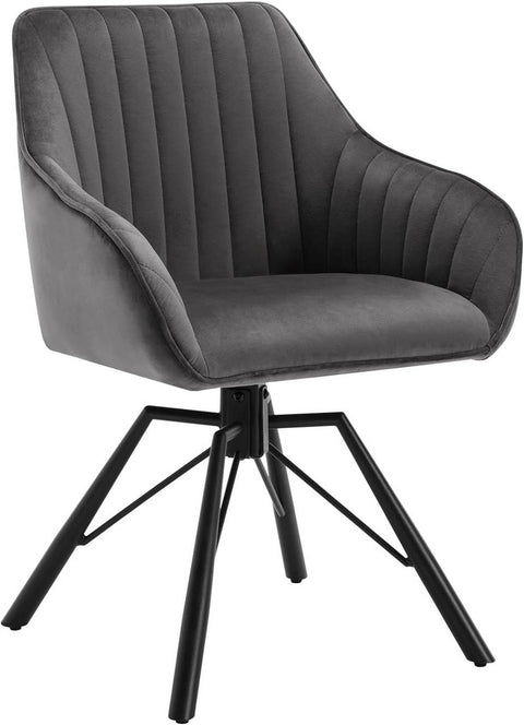 Rootz Rotating Dining Room Chair - Swivel Chair - Velvet Seat - 360-Degree Rotation, Comfortable & Sturdy - 58cm x 83.5cm x 53.5cm