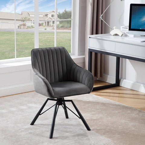 Rootz Rotating Dining Room Chair - Swivel Chair - Velvet Seat - 360-Degree Rotation, Comfortable & Sturdy - 58cm x 83.5cm x 53.5cm