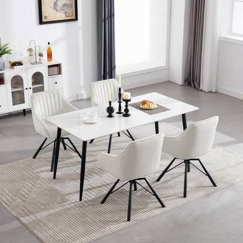 Rootz Rotating Dining Room Chair - Velvet Armchair - Swivel Chair - 360 Degree Rotation, Soft & Comfortable, Robust & Stable - Metal Legs - 58cm x 83.5cm x 53.5cm