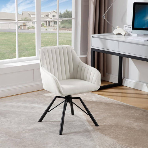 Rootz Rotating Dining Room Chair - Velvet Armchair - Swivel Chair - 360 Degree Rotation, Soft & Comfortable, Robust & Stable - Metal Legs - 58cm x 83.5cm x 53.5cm