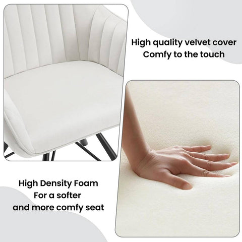 Rootz Rotating Dining Room Chair - Velvet Armchair - Swivel Chair - 360 Degree Rotation, Soft & Comfortable, Robust & Stable - Metal Legs - 58cm x 83.5cm x 53.5cm