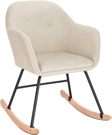 Rootz Velvet Rocking Chair - Glider - Lounge Chair - Ergonomic Design - Durable & Sturdy - Stylish Addition - 40cm x 41cm x 84cm