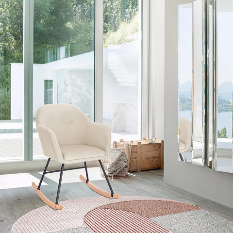 Rootz Velvet Rocking Chair - Glider - Lounge Chair - Ergonomic Design - Durable & Sturdy - Stylish Addition - 40cm x 41cm x 84cm