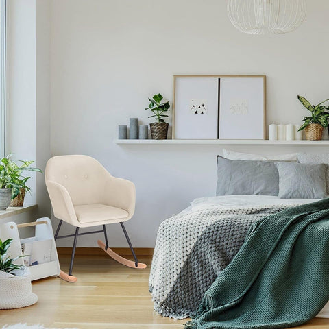 Rootz Velvet Rocking Chair - Glider - Lounge Chair - Ergonomic Design - Durable & Sturdy - Stylish Addition - 40cm x 41cm x 84cm