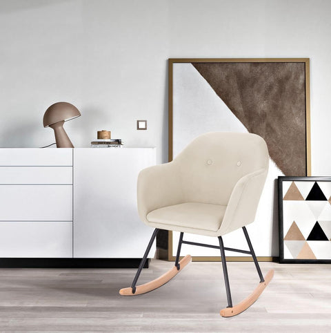 Rootz Velvet Rocking Chair - Glider - Lounge Chair - Ergonomic Design - Durable & Sturdy - Stylish Addition - 40cm x 41cm x 84cm