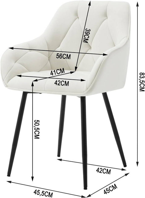 Rootz Velvet Dining Chair - Elegant Chair - Comfortable Seating - Luxurious Feel - Durable Design - Adjustable Foot Pads - 56cm x 83.5cm x 53cm