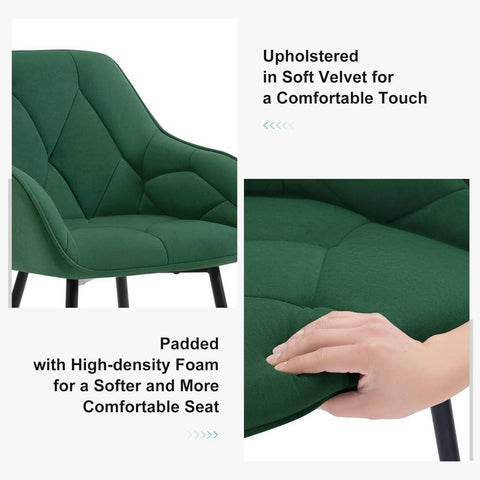 Rootz Velvet Dining Chair - Elegant Chair - Comfortable Seating - Luxurious Touch - Durable Design - Adjustable Foot Pads - 56cm x 83.5cm x 53cm